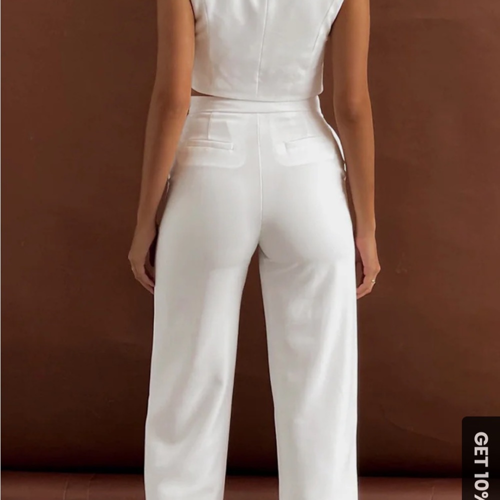 Solid Asymmetrical Straight Leg Pants - image 2